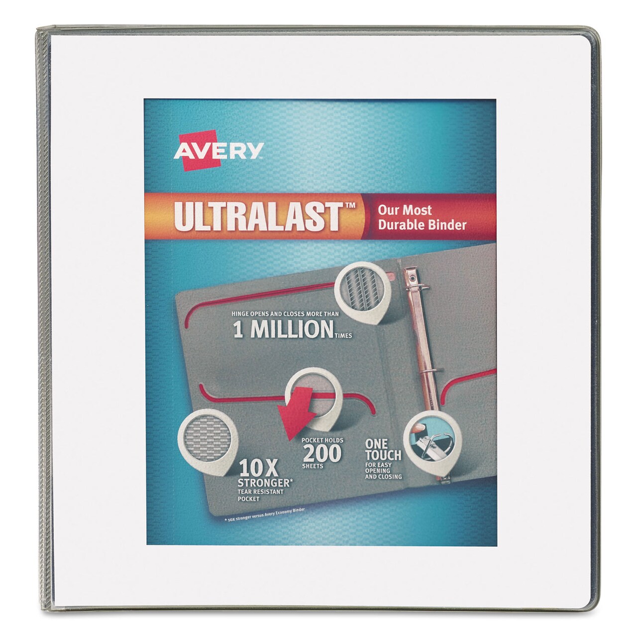 Avery UltraLast Heavy-Duty View Binder with One Touch Slant Rings 3 Rings 1 Capacity 11 x 8.5 White